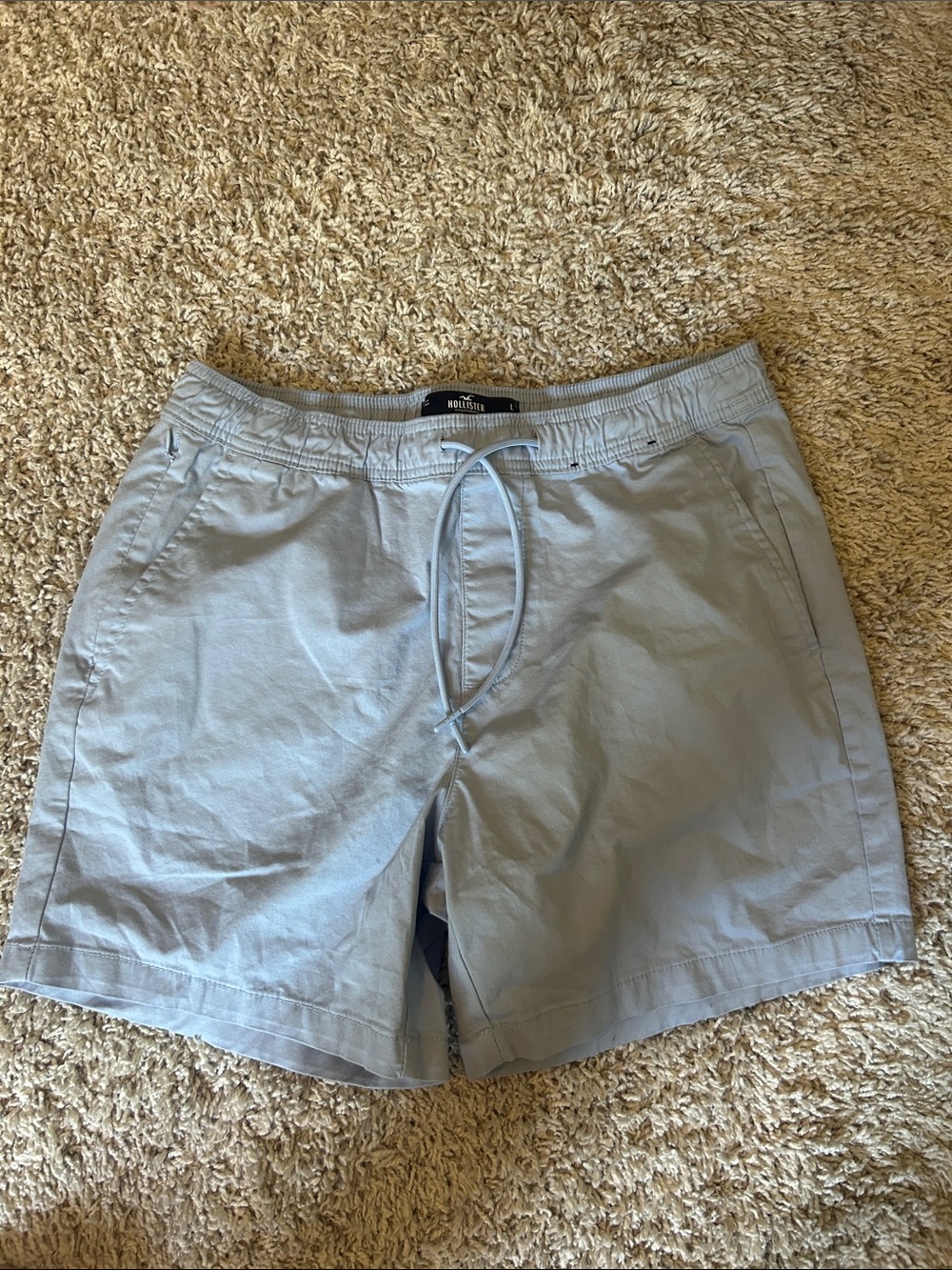Hollister Light Blue Chino Drawstring Shorts